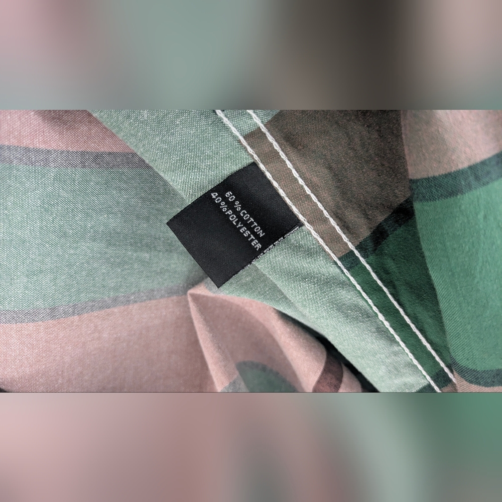 Old School Multicolored Plaid Button Up Shirt Xl - image 7